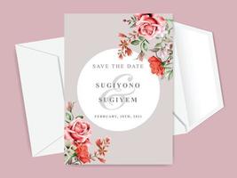 hermosas y elegantes plantillas de tarjetas de invitación de boda floral vector