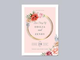 elegante plantilla de invitación de boda con hermoso diseño floral vector