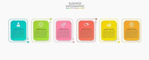 Square Shape Modern Business Infographic Template With 6 Options vector