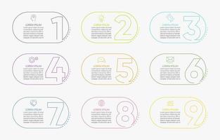 Infographics Icons Number With 9 Options vector