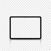 Modern realistic black tablet computer with blank screen. Vector illustration.