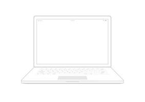 Laptop computer notebook outline on white background. vector