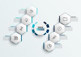 Vector infographic template with 3D paper label, integrated circles. Business concept with 8 options. For content, diagram, flowchart, steps, parts, timeline infographics, workflow, chart.