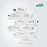 Business data visualization. Process paper chart. Abstract elements of graph, diagram with 10 steps, options, parts or processes. Vector business template for presentation. Creative concept for infographic.