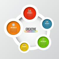 Abstract infographics five options template. Vector illustration. Can be used for workflow layout, diagram