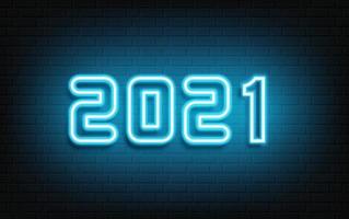 Happy New Year neon design. 2021 neon text. Neon 2021 new year sign. Vector Illustration.