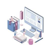 Modern design isometric concept of Online Education for website and mobile website. vector