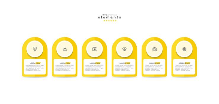 Infographic element with icons and 6 options or steps. vector