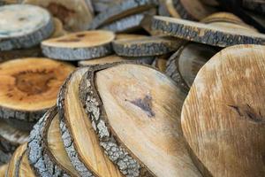 Stack of wood slices photo