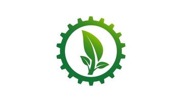 logotipo de engranajes y hojas video
