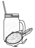 tropical fruit and smoothie drink in black and white vector