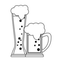 Vasos de cerveza icono de dibujos animados aislado en blanco y negro vector