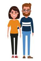 couple avatar cartoon character portrait vector