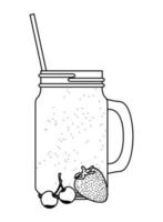 tropical fruit and smoothie drink in black and white vector