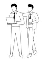 Business partners with documents in black and white vector