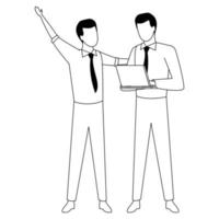 Businessmen partners with documents in black and white vector