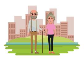 elderly people avatar cartoon character vector