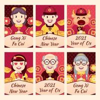 Chinese New Year Set of Labels vector