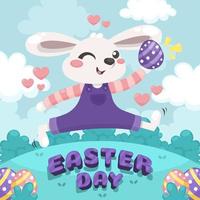 Easter Day Concept with Happy Rabbit Found and Egg vector
