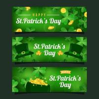 Realistic St. Patrick's Day Shamrock Clover Banner Collection vector