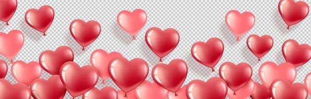 Pink and Red Balloons Heart Banner vector