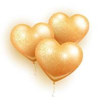 Golden hearts balloons vector