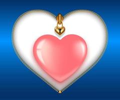 heart shaped zipper with pink heart vector