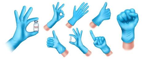 Set of realistic medical gloves vector