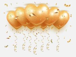 bunch of golden balloons on ceiling vector