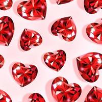 Pattern with ruby hearts vector