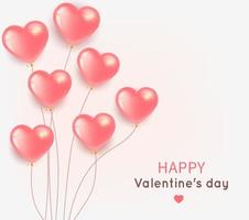 Flying pink balloons banner for Valentine's Day vector