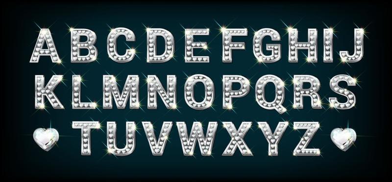 Vector Silver Alphabet Letters And Numbers Stock Illustration