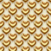 Gold hearts pattern vector