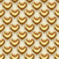 Gold hearts pattern vector