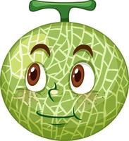 personaje de dibujos animados de melón cantalupo con expresión facial vector