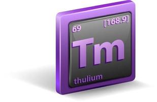 Thulium chemical element. Chemical symbol with atomic number and atomic mass. vector