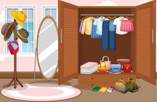 Interior design of dressing room background vector