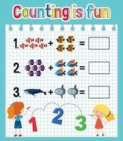 Math count number worksheet vector