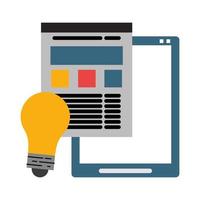 Tablet and website with bulb light symbols vector
