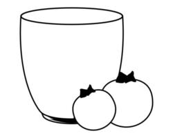 tropical fruit and smoothie drink in black and white vector