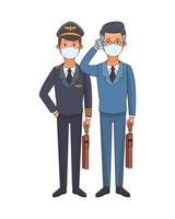 pilot and businessman using face masks vector