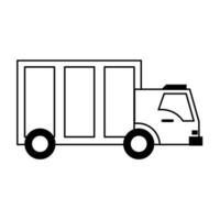 Delivery cargo truck sideview symbol isolated in black and white vector