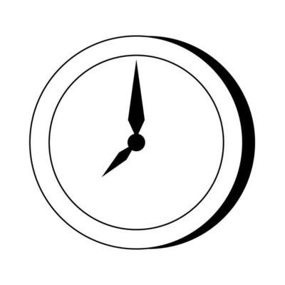 Wall clock time symbol in black and white