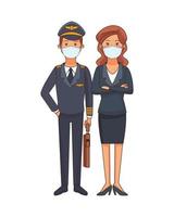 pilot and businesswoman using face masks vector