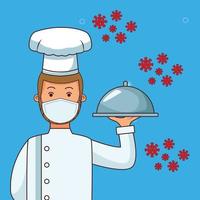 chef worker using face mask vector