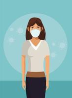 businesswoman working and wearing medical mask vector