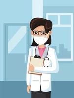 female doctor wearing medical mask vector