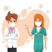 female doctors wearing medical masks vector