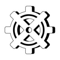 Gear machinery symbol isolated cartoon in black and white vector