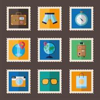 Vacation stamps icon set vector